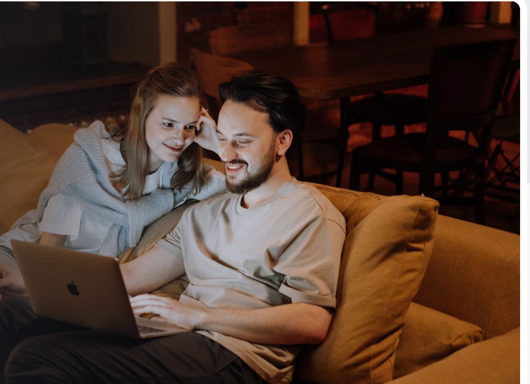 A couple considering their property options at home